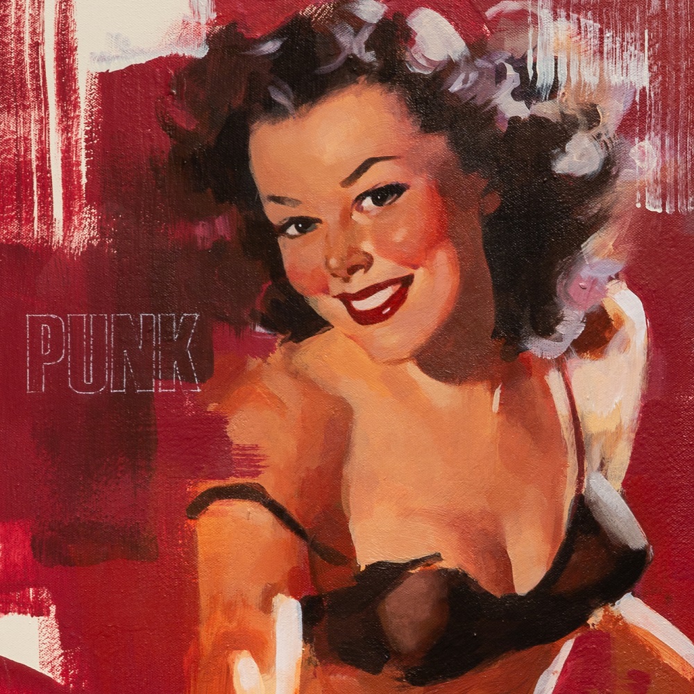 Detail of 'Punk - Red', original painting by James Paterson
